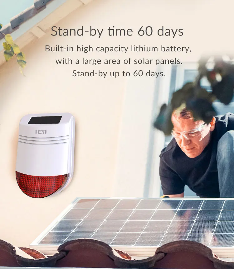 120db Sound Security Siren Light IP66 Waterproof Solar Strobe Alarm outdoor siren with Motion Sensor