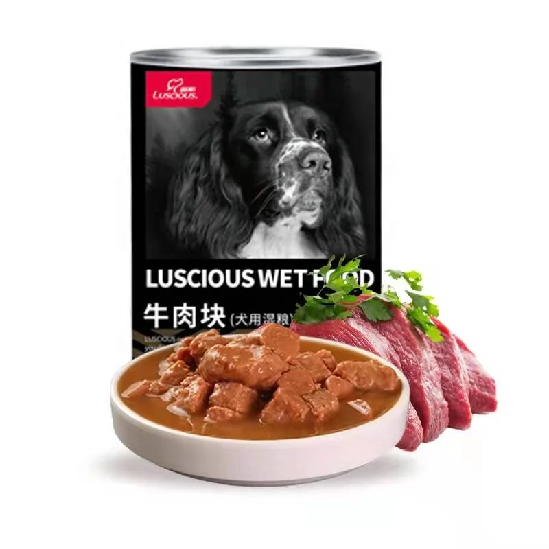 Factory Custom High Quality 375g Large Cans Of Beef And Chicken Flavor 6 Cans Dog Snack Wet Food Meat Block