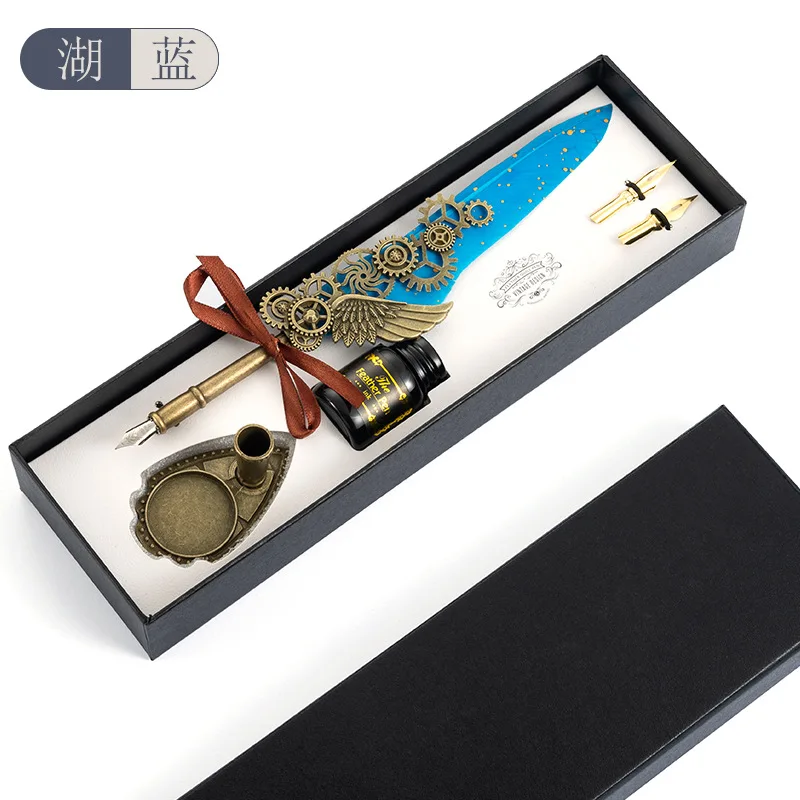 European Style Retro Dip Pen British Student Dip Metal Fountain Pen Birthday Gift set Mechanical feather pen