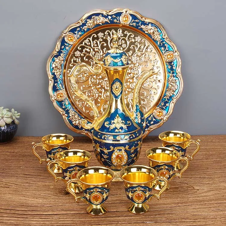 Wholesale antique fashion gifts custom enamel decor metal india fashion chinese teapot craft set
