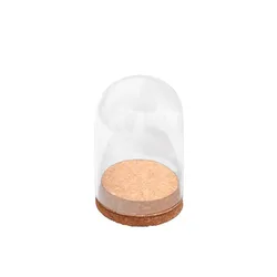 Wholesale Handmade Clear Transparent High Borosilicate Flower Glass Dome with Wooden Base