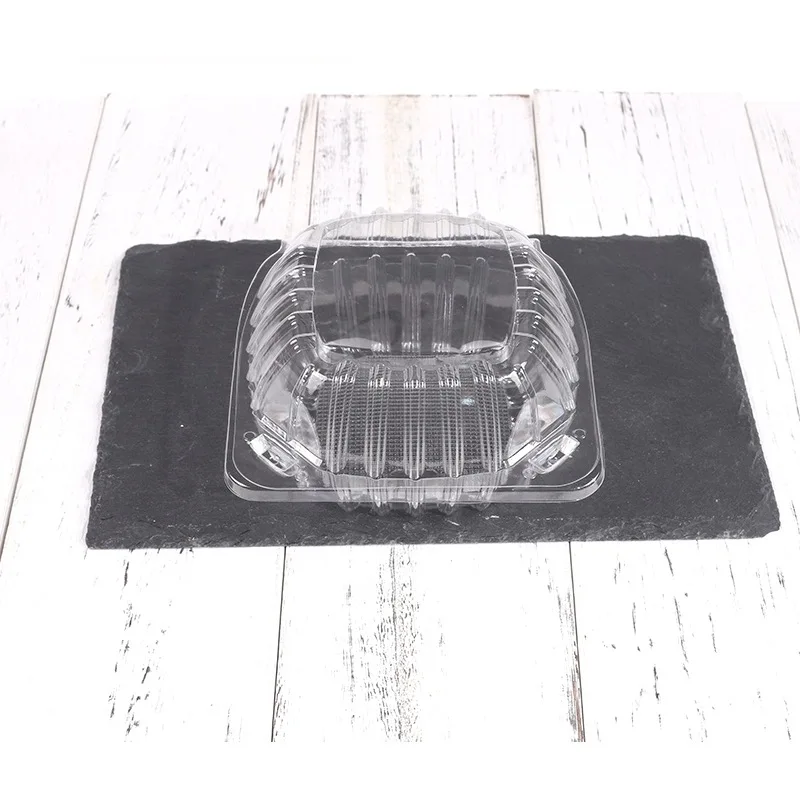 Disposable Plastic Fast Food Hamburger CakeTakeaway Container with Clear Embossed Blister Box Clamshell and Lid for Packaging
