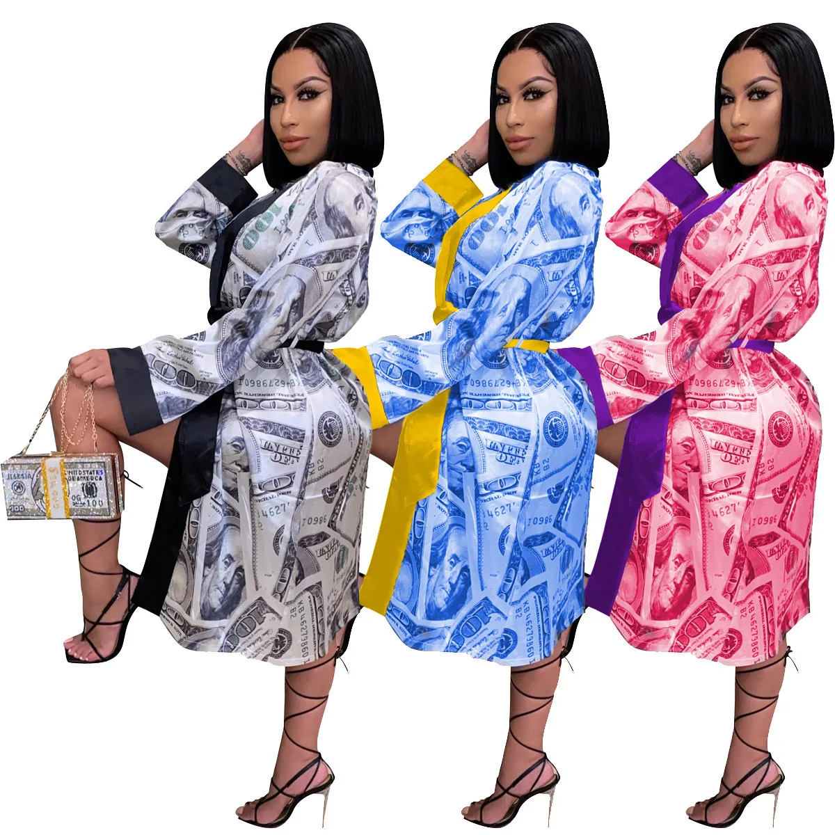 Wholesale women dressing gown womens sexy money robes