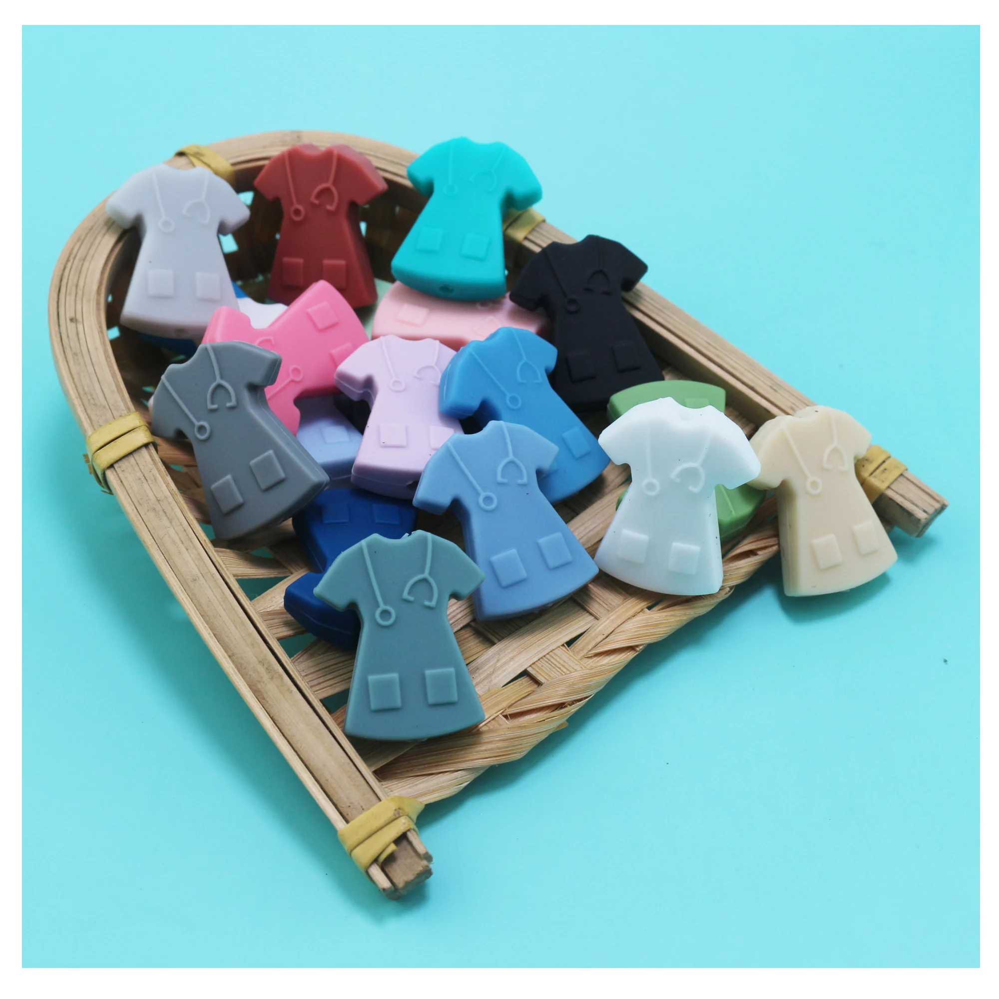 2024 New Customized Design Pen Beaded Nurse Scrub Focal Silicone Beads Character Doctor DR T-shirt Design