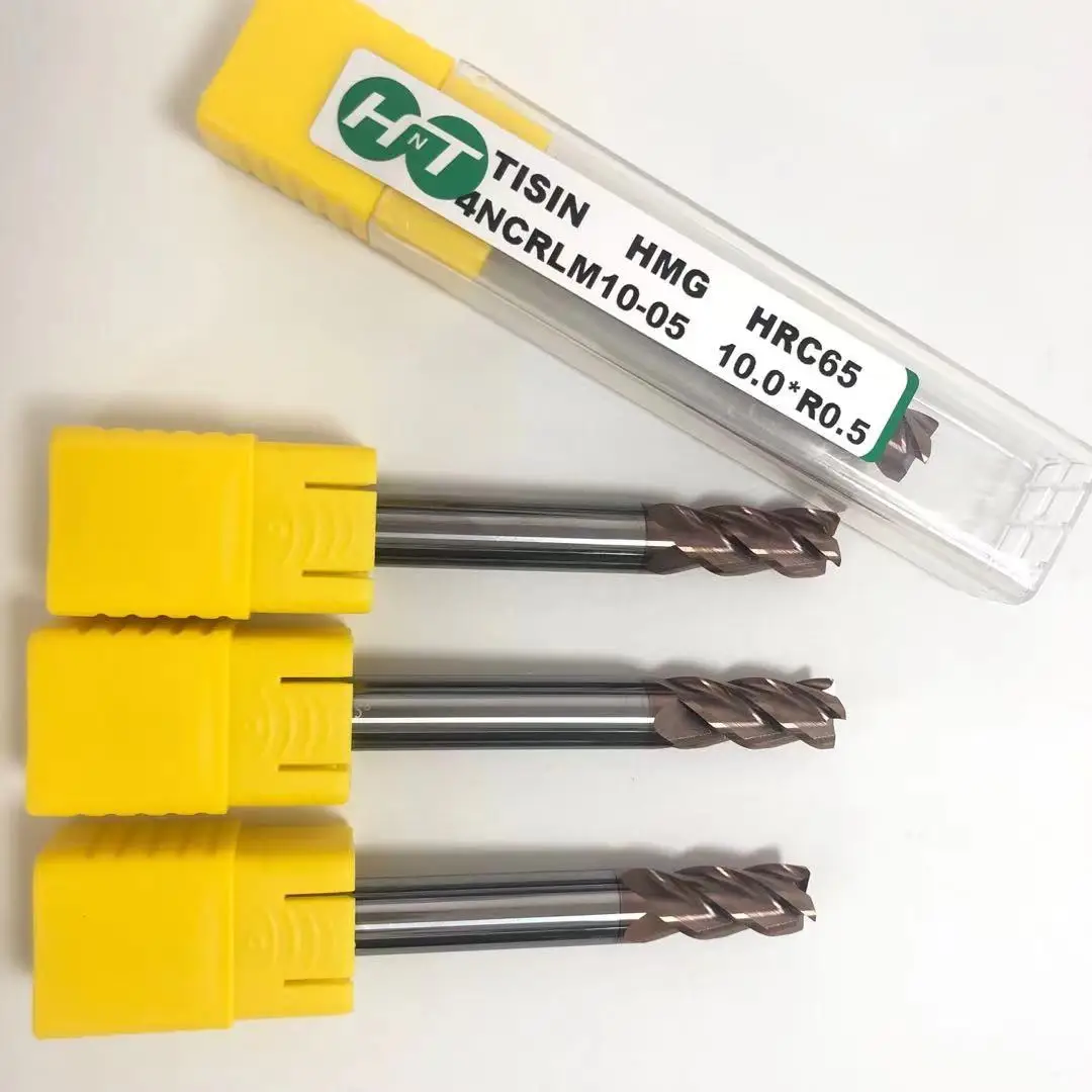 
HNT HRC 65 10mm Long Shank Round Nose Solid Carbide endmill Corner Radius Carbide tooling 
