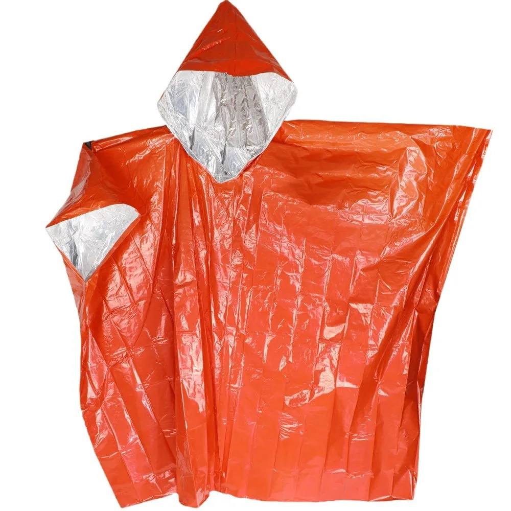 Rain Ponchos New Adult Aluminum Film Raincoat Outdoor Travel Blanket Thickened Emergency Poncho