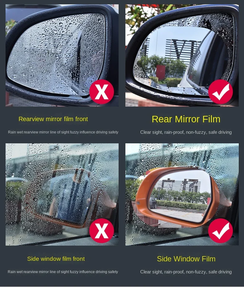 clear protective anti fog rain water rainproof scratch proof exterior accessory side window rearview mirror car films