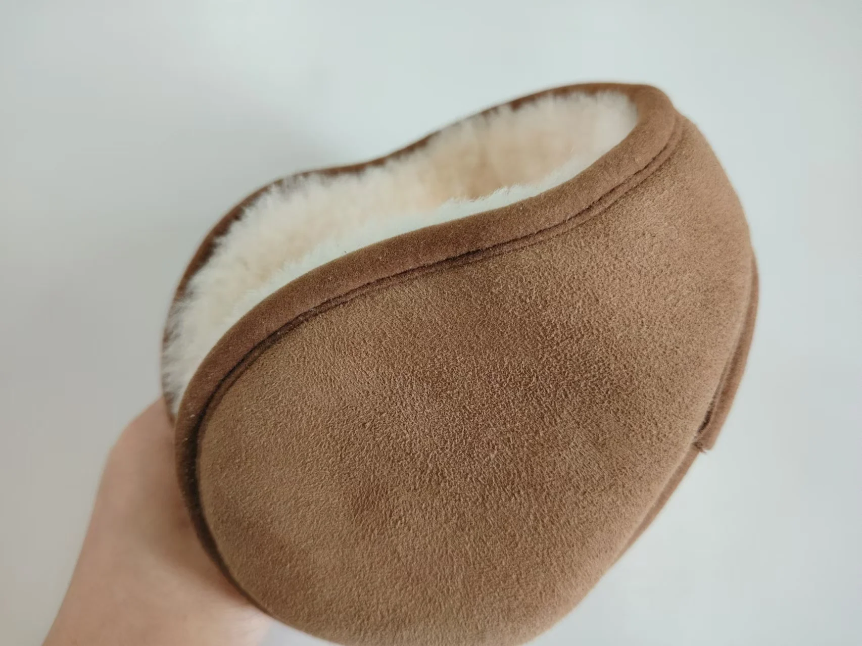 Wholesale Classic Fashion Suede Real Sheepskin Men Winter Warm Merino Fur Earmuffs