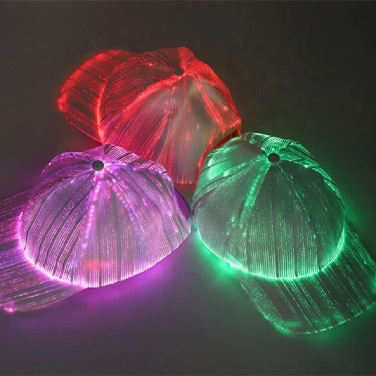 FREE SAMPLE customization led light up shiny party festival hip pop baseball sports hat cap with led light for man woman