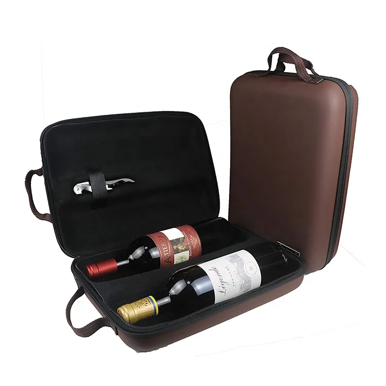 Waterproof Portable Travel Protective Double Packing Carrying Eva Protective for Case Wine Bottle