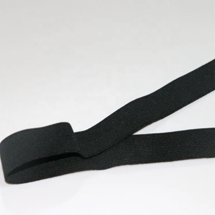 YUNHAN Customized 18MM Cotton Polyester Latex Free Folded Elastic Fabric Tape Non-stick with Hook Elastic Binding