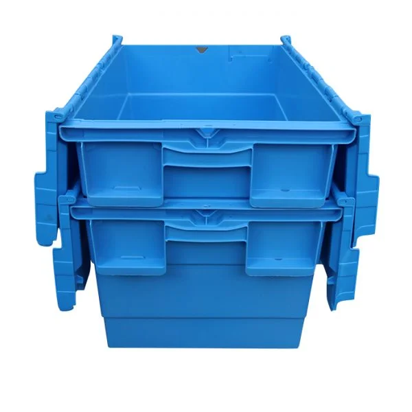 Hot Selling Nestable Plastic Crates High quality Stackable Turnover Plastic moving Storage Box with hinged lid Customized