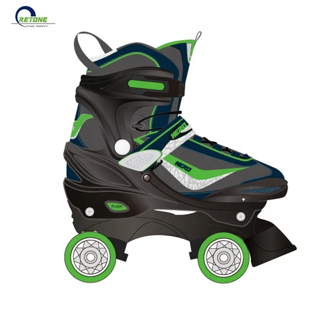 Most Popular High Cost Performance Adjustable Three In One Green Inline Skate For Kids Roller Skate Shoes