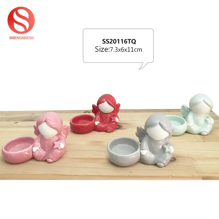 Custom logo cheap price best quality cute girl design home decoration wholesale ceramic candle holder