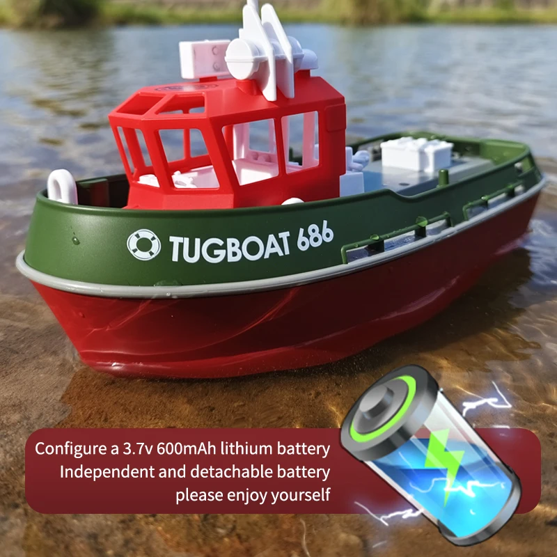 8km/h High Speed Boat 15min Kids Simulation Ship Model Tugboat Towboat SJY-TX686 Mini 2.4G 1/72 scale Anti-collision Fuselage