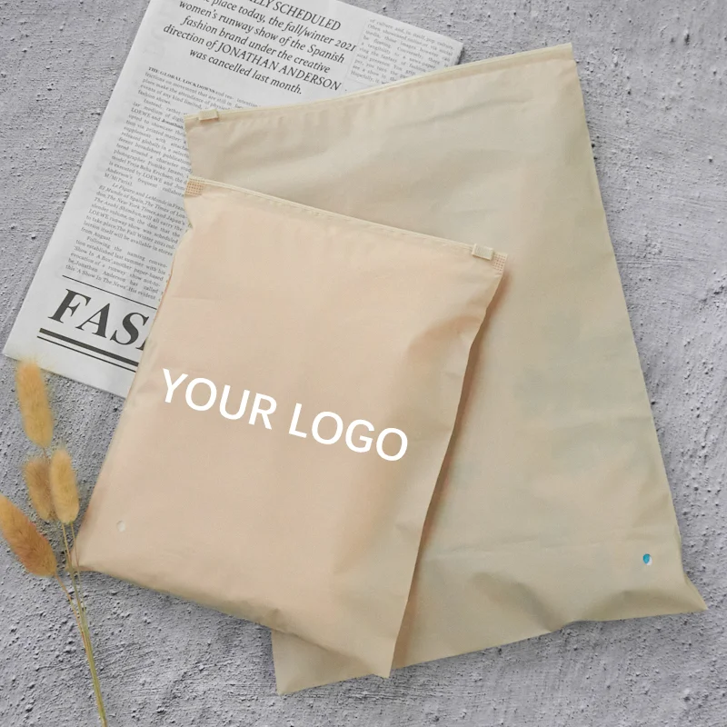biodegradable custom printed logo blue zipper plastic slider frosted zip lock packaging poly bag for  garment