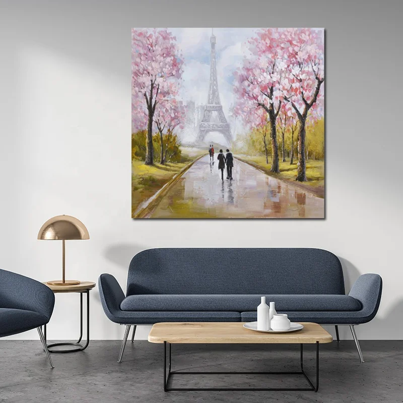 
Eiffel Tower Brush Wall Painting for Home Decoration Handmade Canvas Modern Oil SCENERY 2 Color Handpainted 