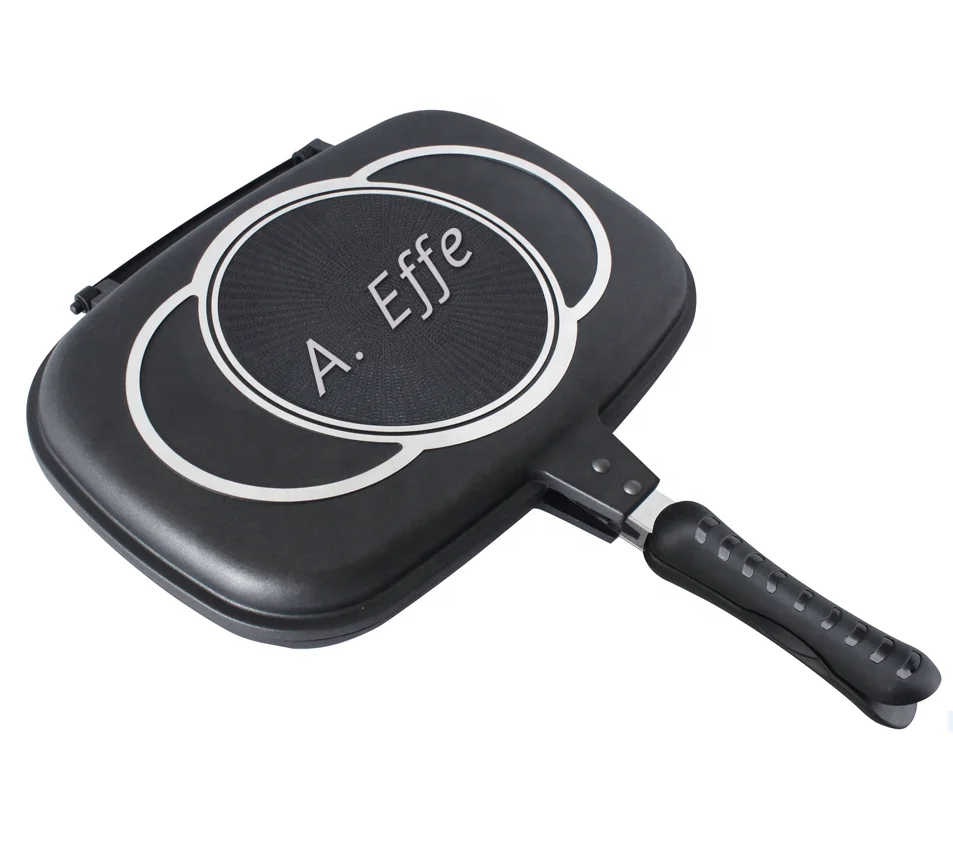 32 cm cast aluminum double pan with black ceramic marble coating