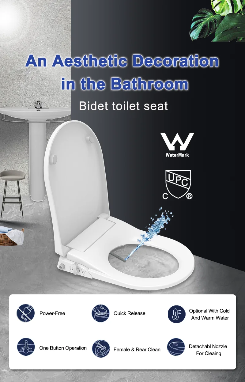 High quality automatic clean hygienic uf d shape smart toilet lid heat toilet seat bidet