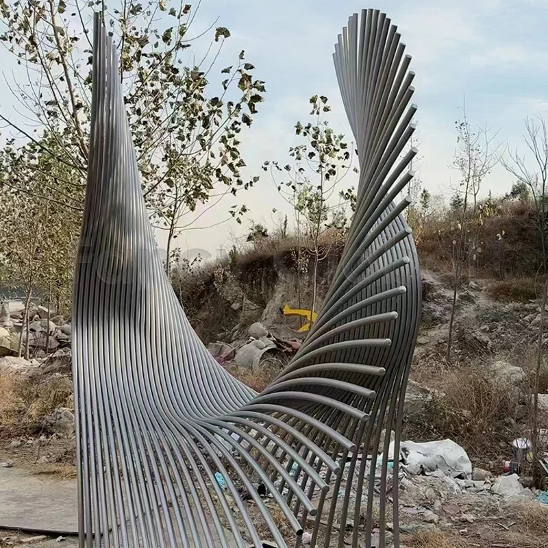 High Quality Custom Stainless Steel Abstract Wind Sculpture Metal Statue For Outdoor Decoration