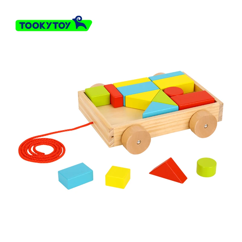 Kids Wooden Pull Alphabet Toy Building Blocks House Table Letters Set