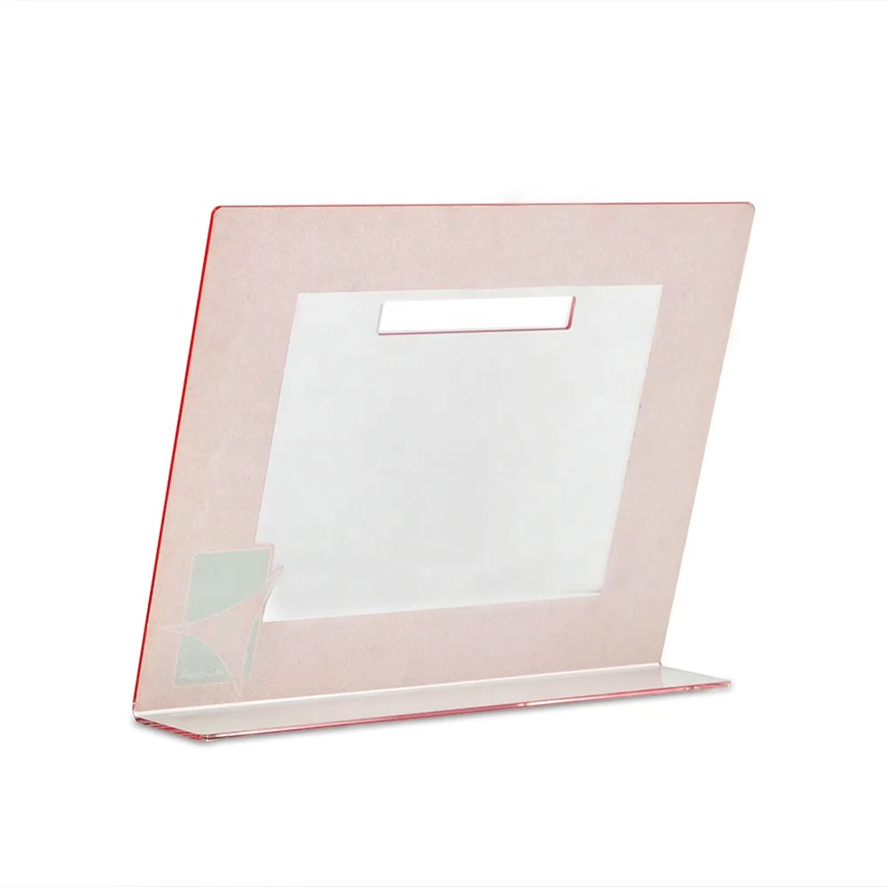 Custom transparent acrylic L-shaped popular logo frame with printed frame