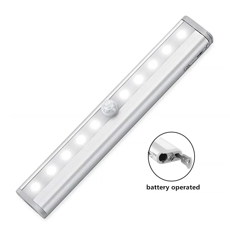 Low Price 10 Led 4*AAA Battery Mounted Motion Sensor Cabinet Closet Light Switches Night