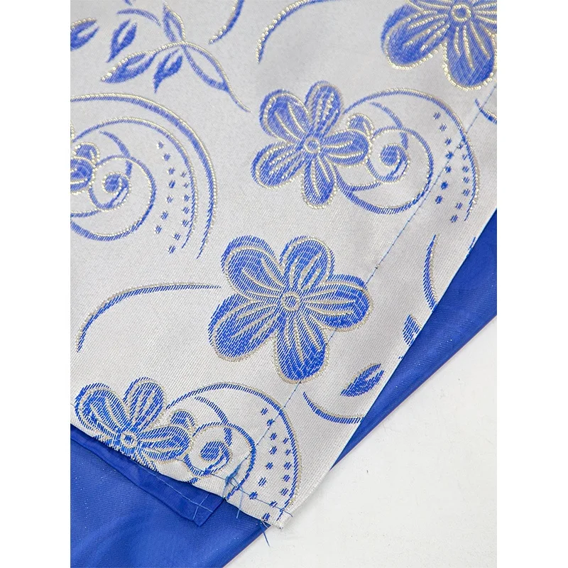 Multi-color luxury design jacquard window curtain panel with attached waterfall valance taffeta backing included for home