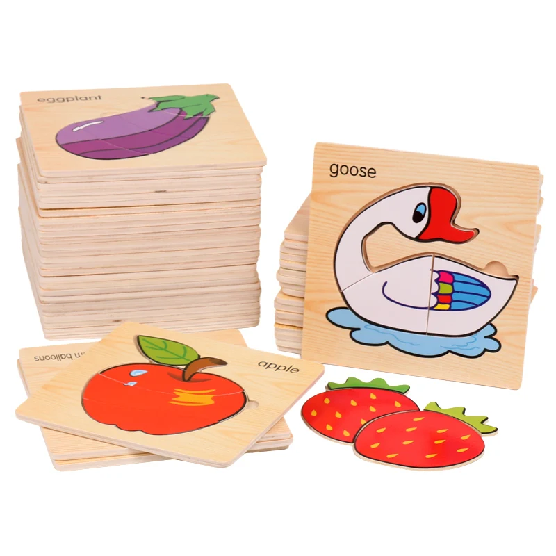 
Amazon Hot Sale 3d Wooden Puzzles Educational Toys Children Games Cartoon Baby Kids Animal Jigsaw Puzzle 