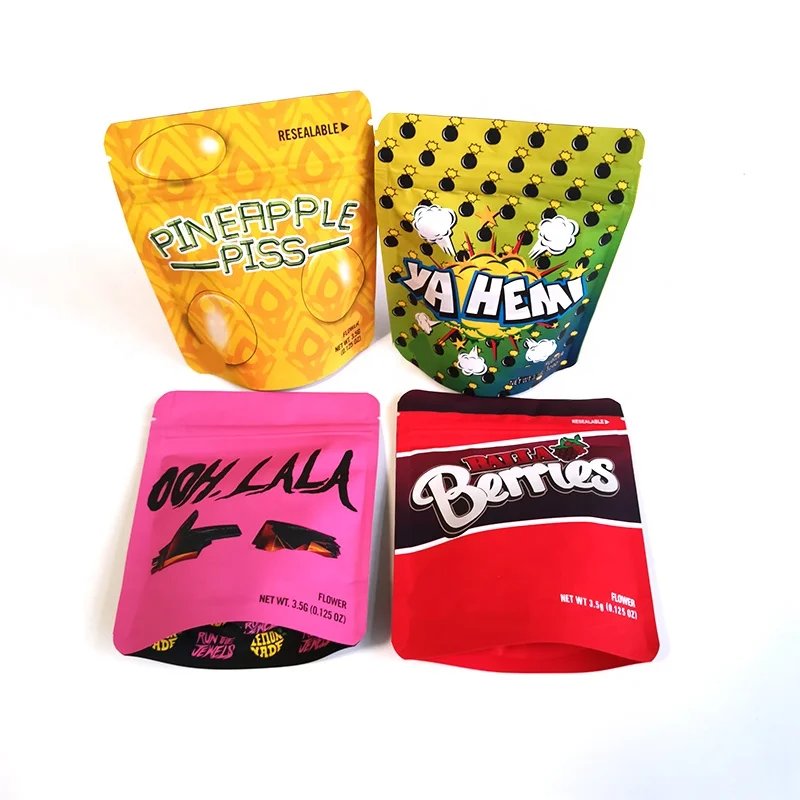 
New In stock Custom Logo Print Matte Smell Proof Packing Mini Zip lock Weed Mylar Plastic Cookie Packaging Bags With Window 