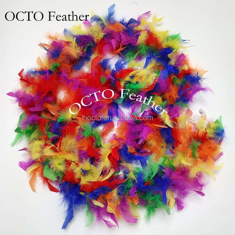 Wholesale Custom Design Rainbow Colors Turkey Chandelle Feather Boa For Party Event Decoration