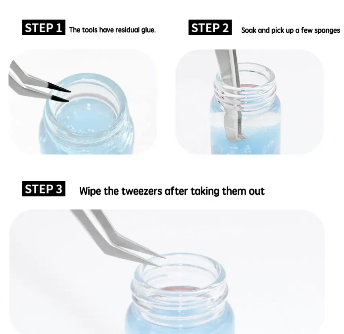 TZ Private label Liquid glue remover sponge ball black eyelash curler cleaner eyelash extension accessories tweezer cleaner