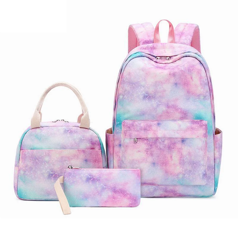 Factory wholesale customized logo school bag backpack waterproof school bags girls casual school backpacks set with lunch bag