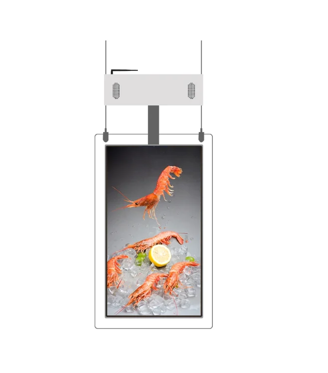 55 'вертикальный потолочный двойными бортами Digital Signage рекламное табло с ЖК-дисплей двойной сенсорный экран киоска