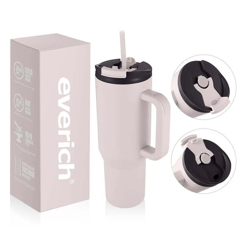 Everich  Latest Beer Cups Blank 40oz Stainless Steel Vacuum Insulated Tumbler with handle Travel Mug for Pet Lovers