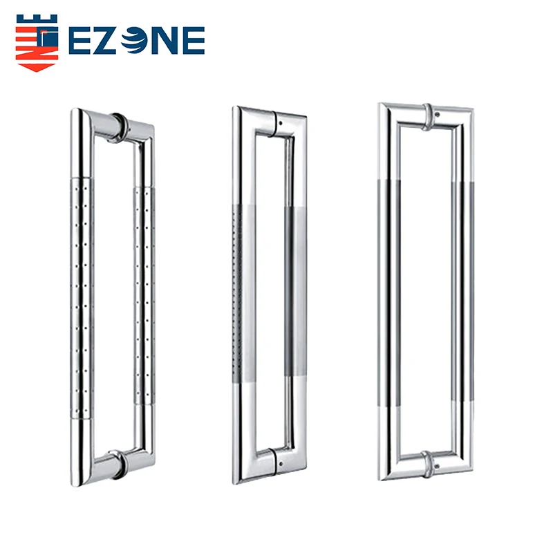 Modern Design Stainless Steel Glass Door Pull Handle Back to Back round Pipe Square Corner for Hotels