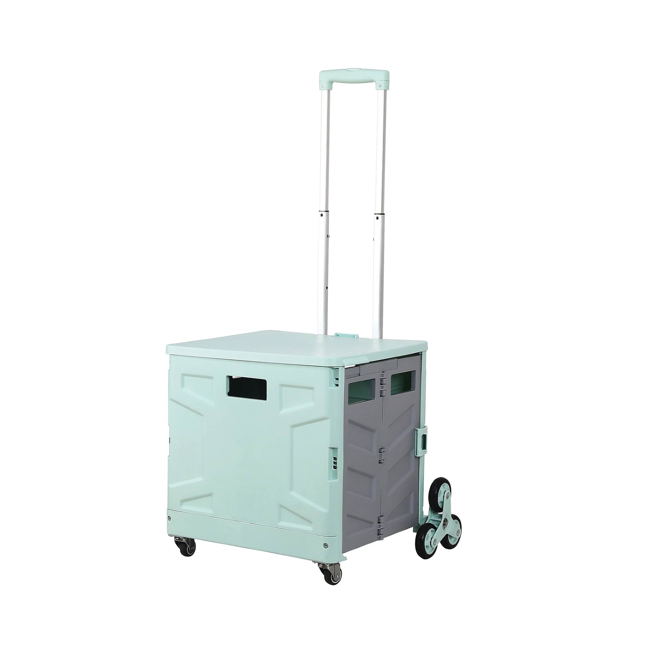 Two wheels large plastic folding box shopping hand cart