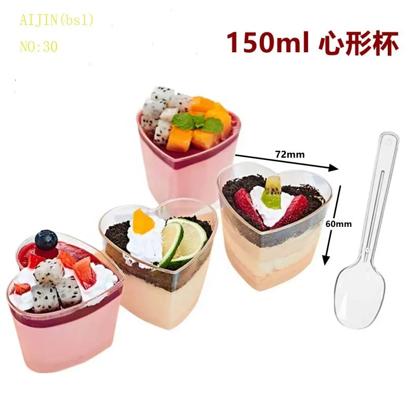 2024 Small PP Clear Square 5oz Disposable container Round Plastic Dessert Cup With Lid plastic dessert cups plastics containers