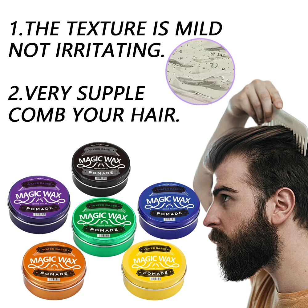 OEM/ODM Colorful Aluminum Box Magic Hair Wax Alcohol Free Fashion Hair Pomade Men Styling Hair Wax