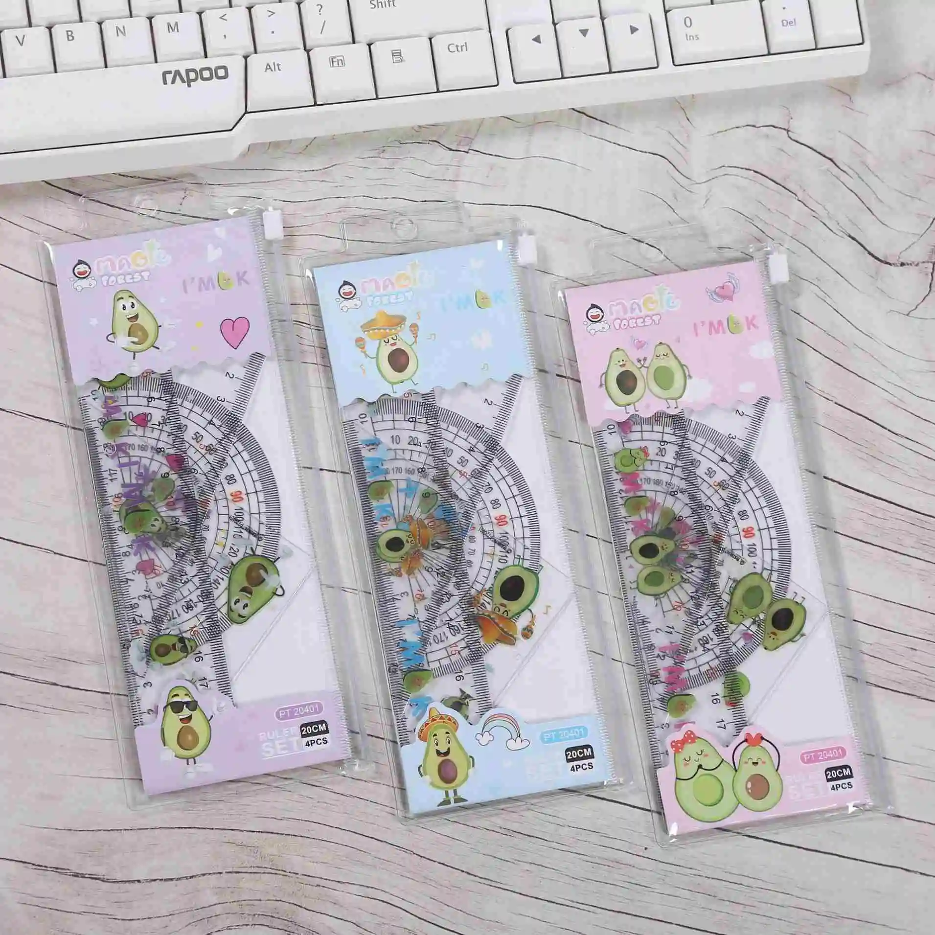 Wholesale student school cartoon cute measure ruler Meter Stick L Shaped Plastic Bookmark Ruler Set