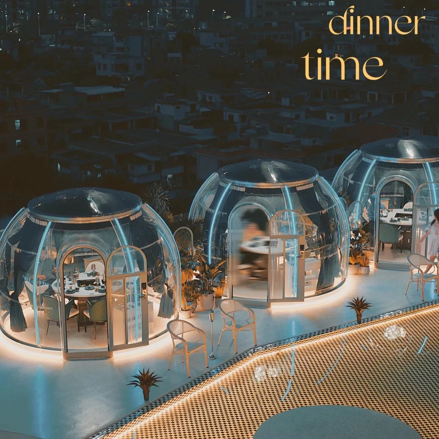 Lucidomes prefabricated home Clear PC dome bubble Night view pod tent popular Round House igloo tent