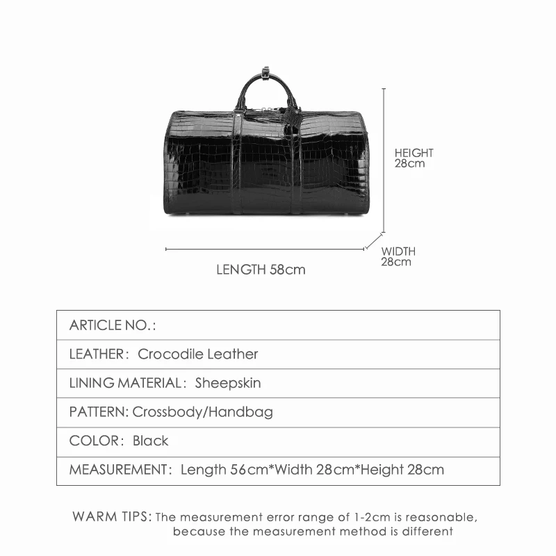 High-end custom logo duffle luggage bag crocodile skin duffle man crocodile skin leather duffle for man