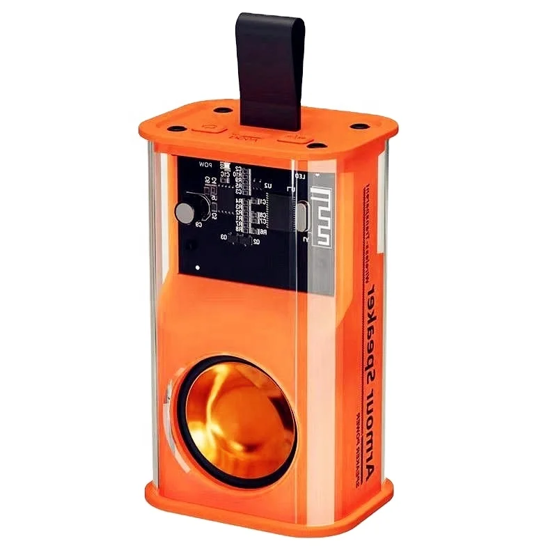 2024 Mini Portable Bass Subwoofer Loudspeaker Stereo TWS Armor RGB Light Transparent WiFi Enabled Waterproof Bluetooth Speaker