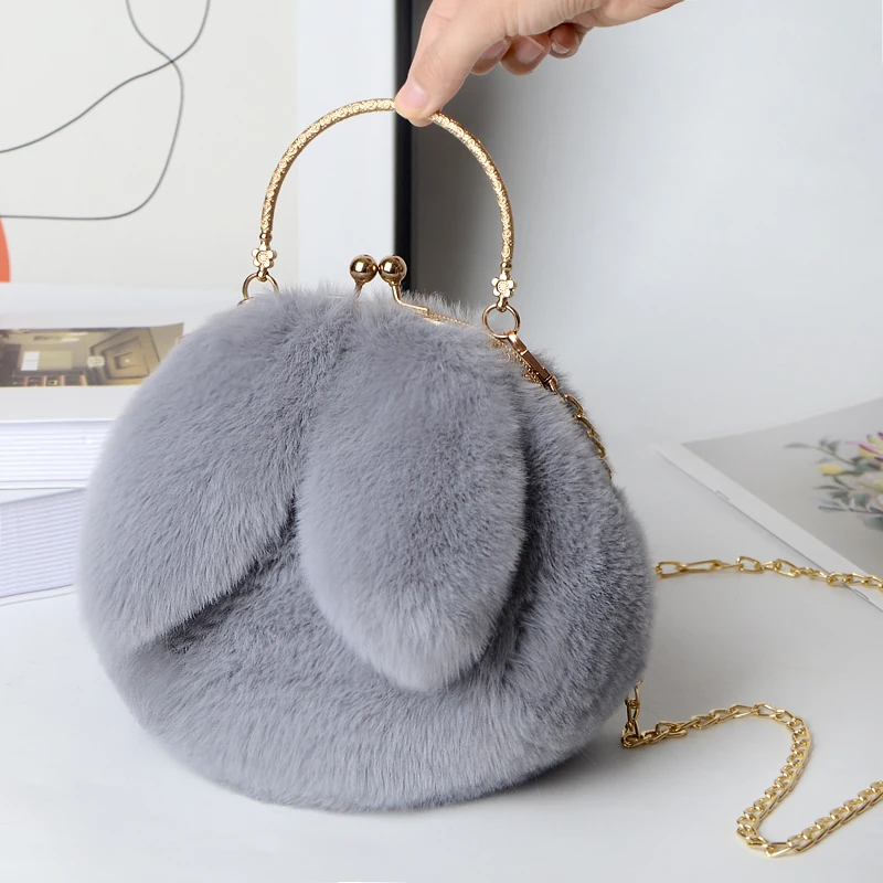 New arrival ladies bags handbag Hot style cute plush hand bags New designs rabbit ears purses handbags for women