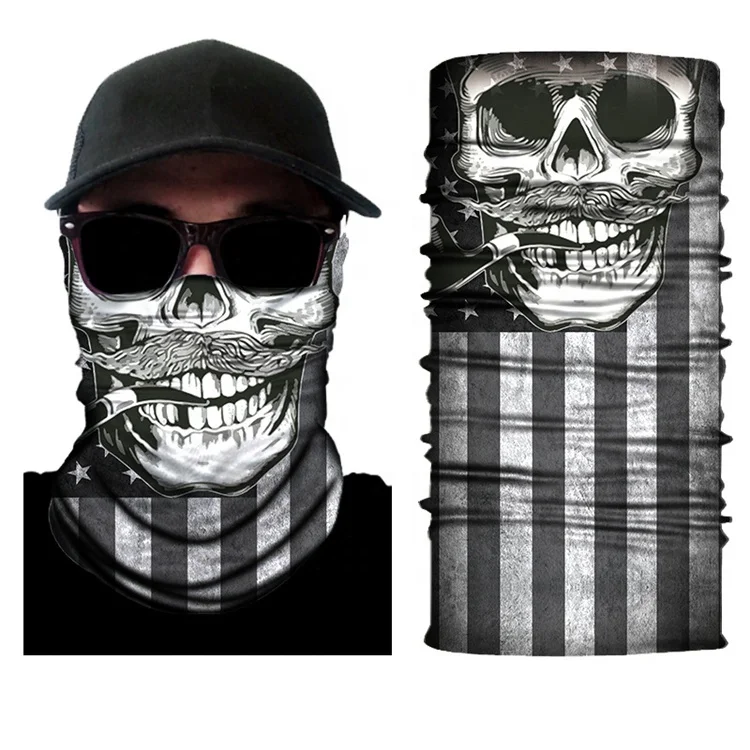 Skull Masks Bicycle Ski Half Face Mask Ghost Scarf Neck Warmer Multi Use Magic Cycling Face Shield Halloween Props