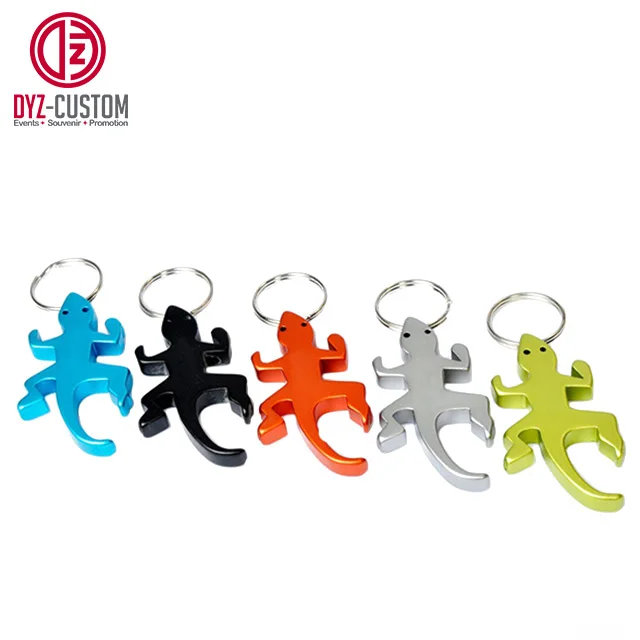 Aluminum alloy lizard shaped bottle opener metal keychain