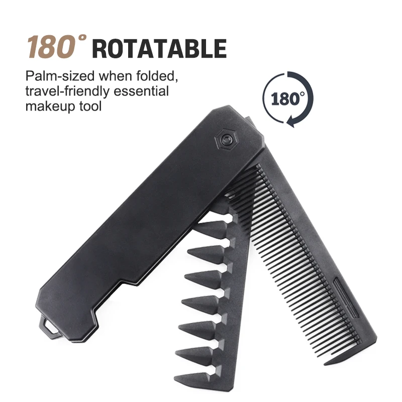Multi-Function 2 in 1 Folding Massage Comb CestoMen Private Label Plastic Handle Beard Comb Set Use Salon Wide Tooth Beard Comb