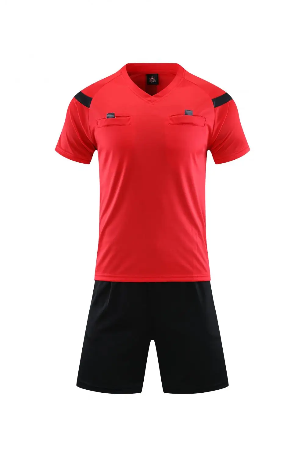 V-Neck Referee Umpire Shirt Jersey Mens and Womens Football Soccer Sports Costume Custom Logo Printed Christmas Sports Gear