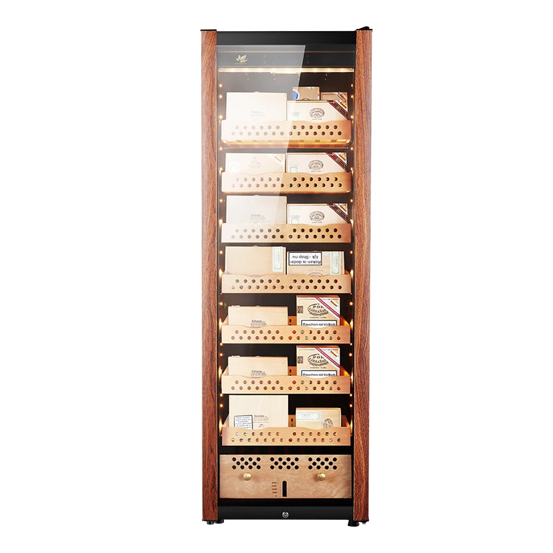 Cigar Humidor Showcase with LED light Glass Door Compressor Humidor Spanish Cedar Wood Shelf Cigar Cooler 1600 Cigars Capacity