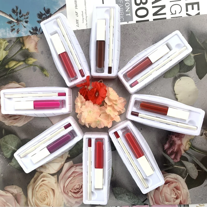 Low MOQ liquid matte lip kit lipstick set lipgloss with lip liner set
